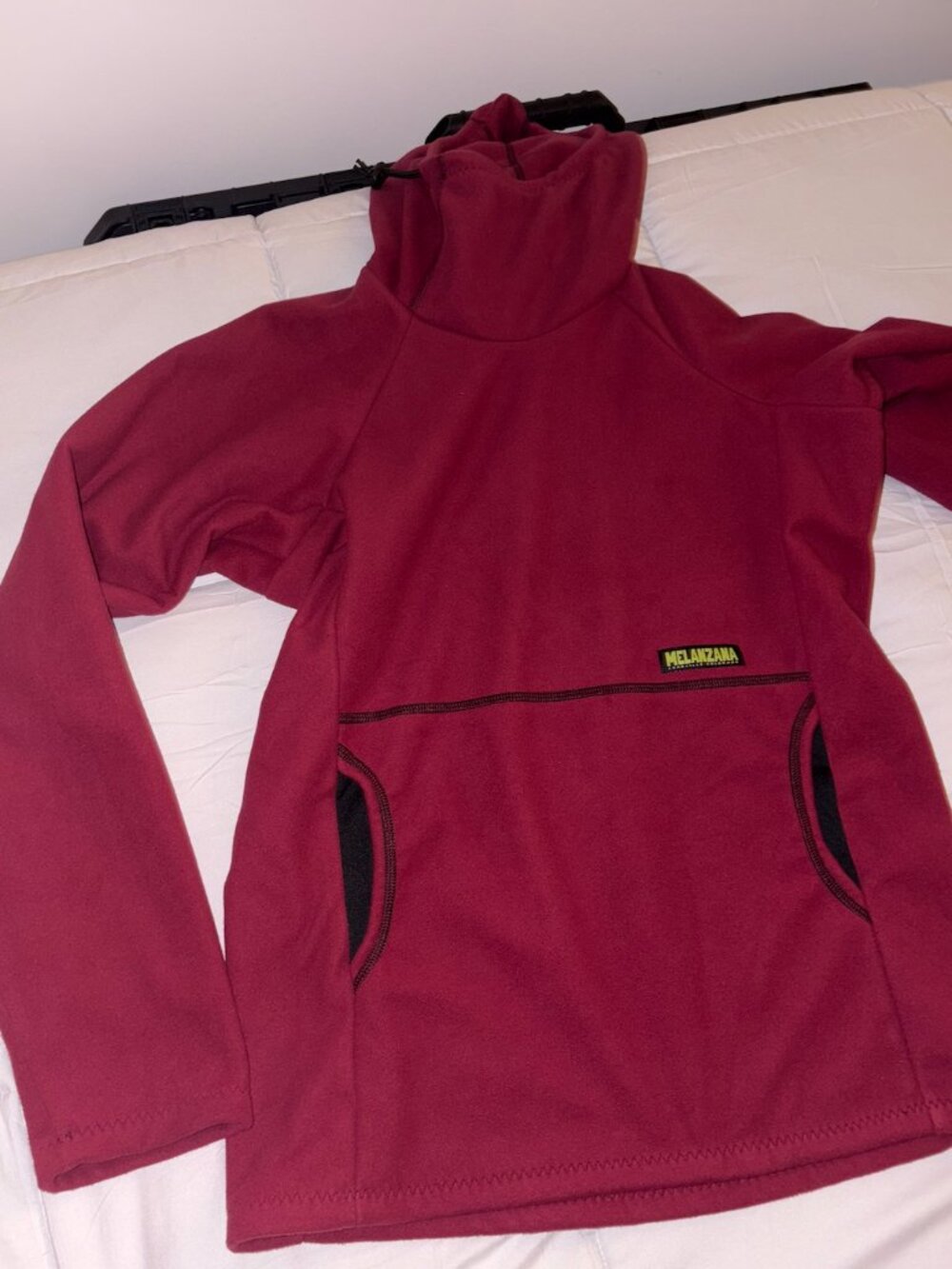 Melanzana Fleece Hoodie Men’s Small Burgundy Wine Pullover Melly